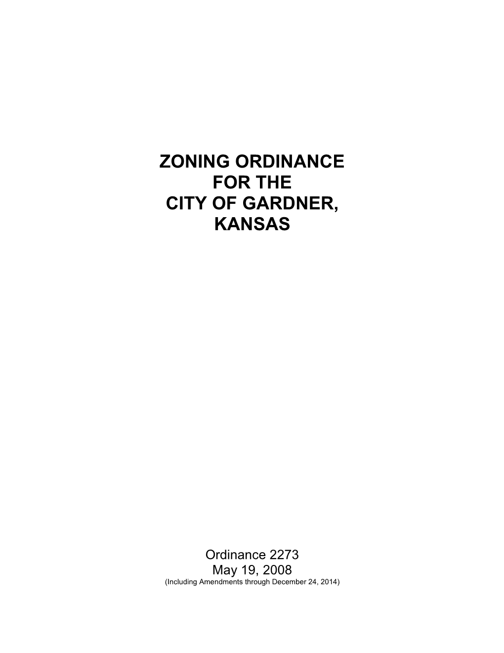 Zoning Ordinance for the City of Gardner, Kansas