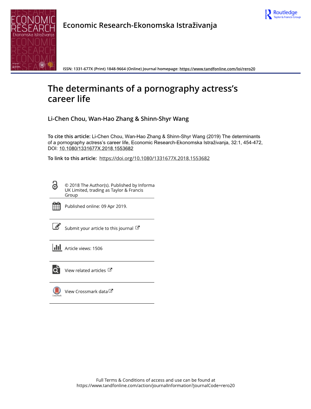 The Determinants of a Pornography Actress's Career Life