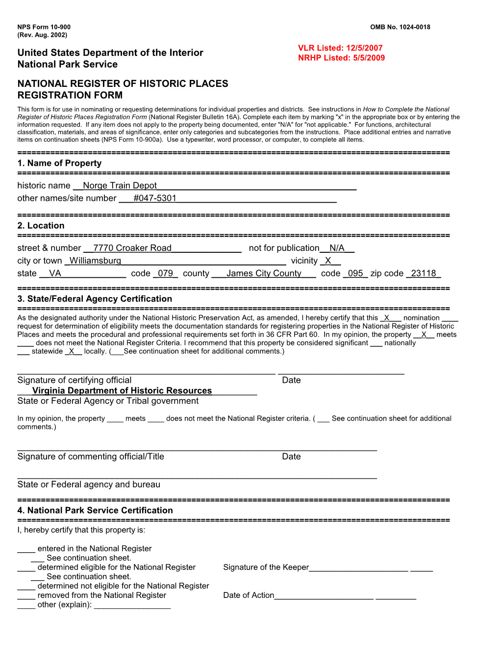 National Register Forms Template