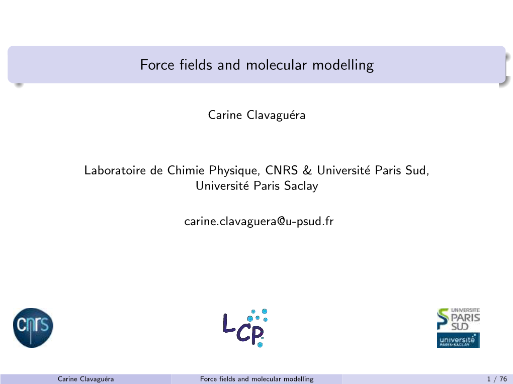 Force Fields and Molecular Modelling