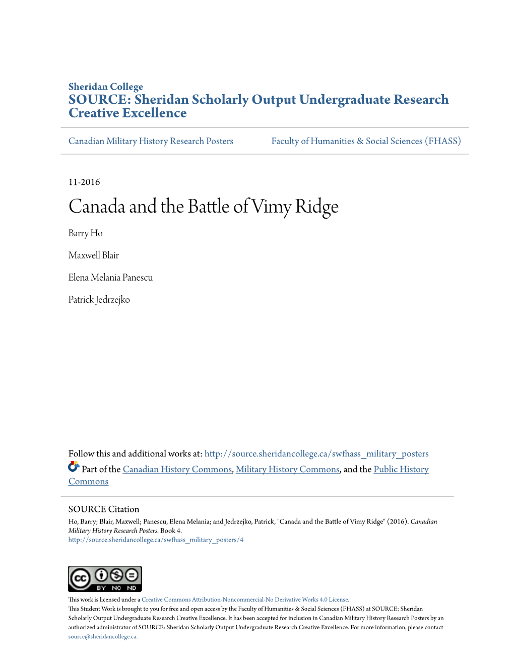 Canada and the Battle of Vimy Ridge
