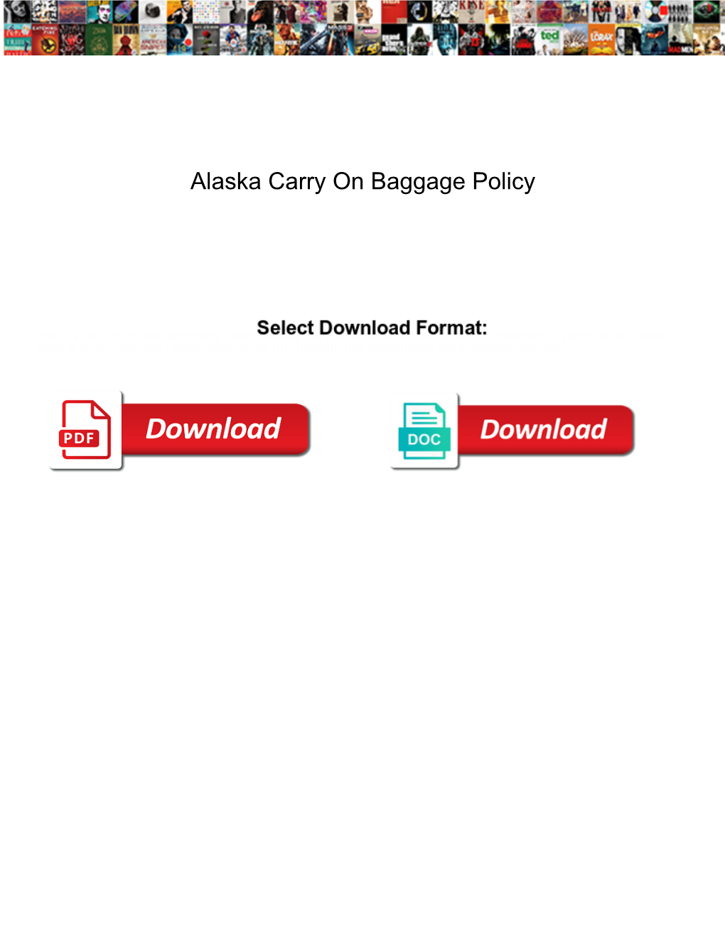 Alaska Carry on Baggage Policy