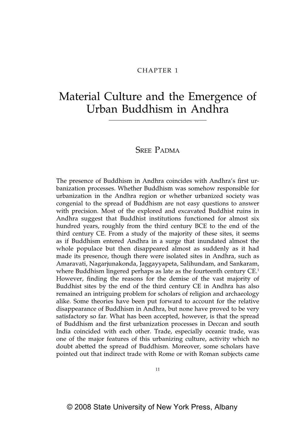 Material Culture and the Emergence of Urban Buddhism in Andhra