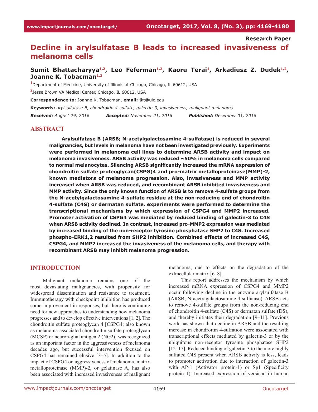 Decline in Arylsulfatase B Leads to Increased Invasiveness of Melanoma Cells