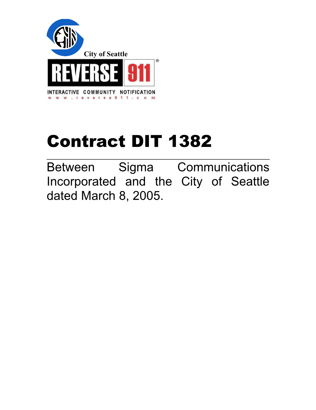 Community Notification System Contract DIT 1382 5/8/2006