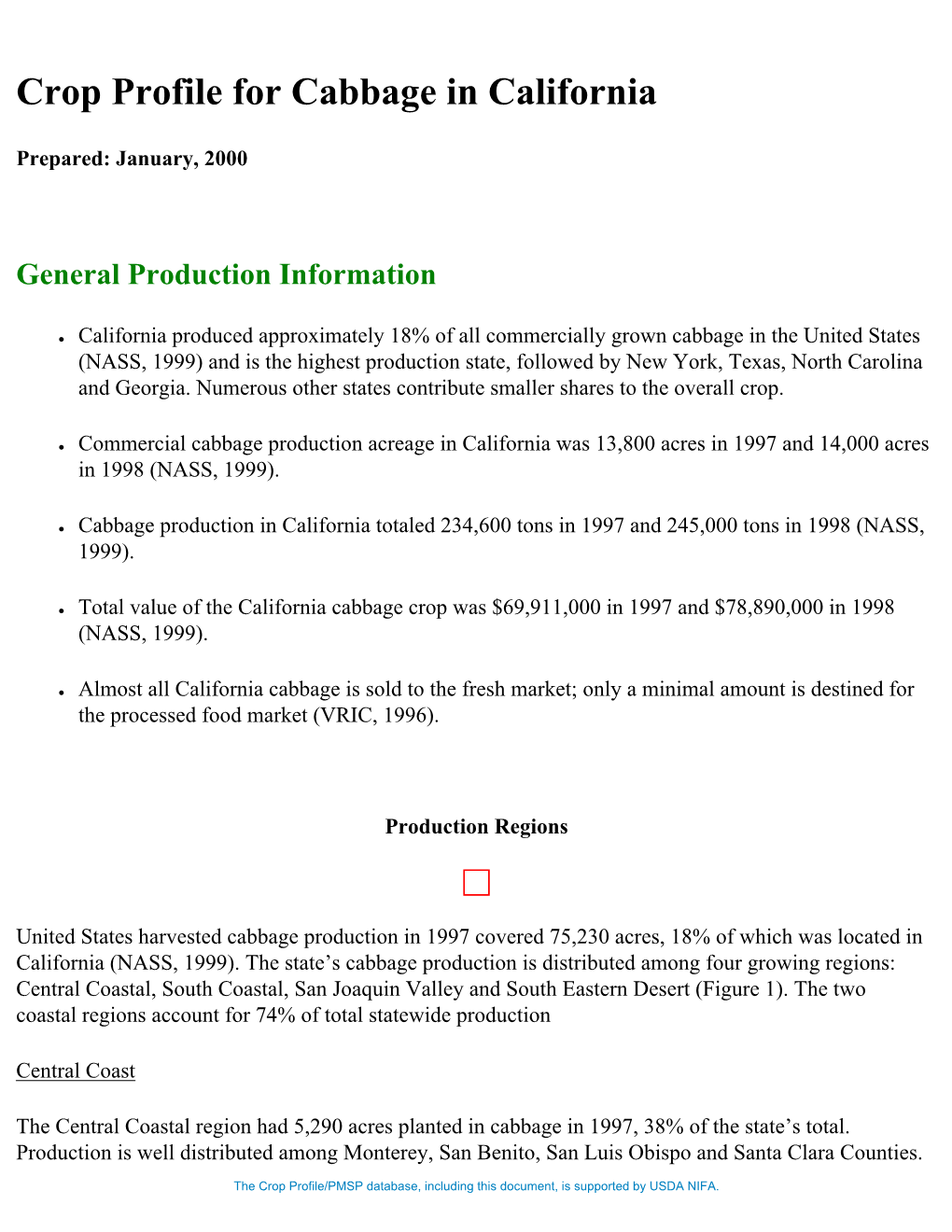 Crop Profile for Cabbage in California