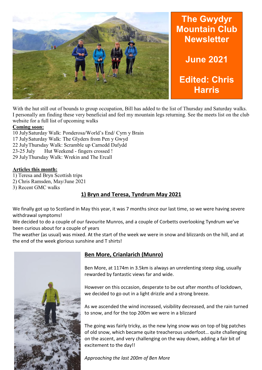 The Gwydyr Mountain Club Newsletter June 2021 Edited: Chris Harris