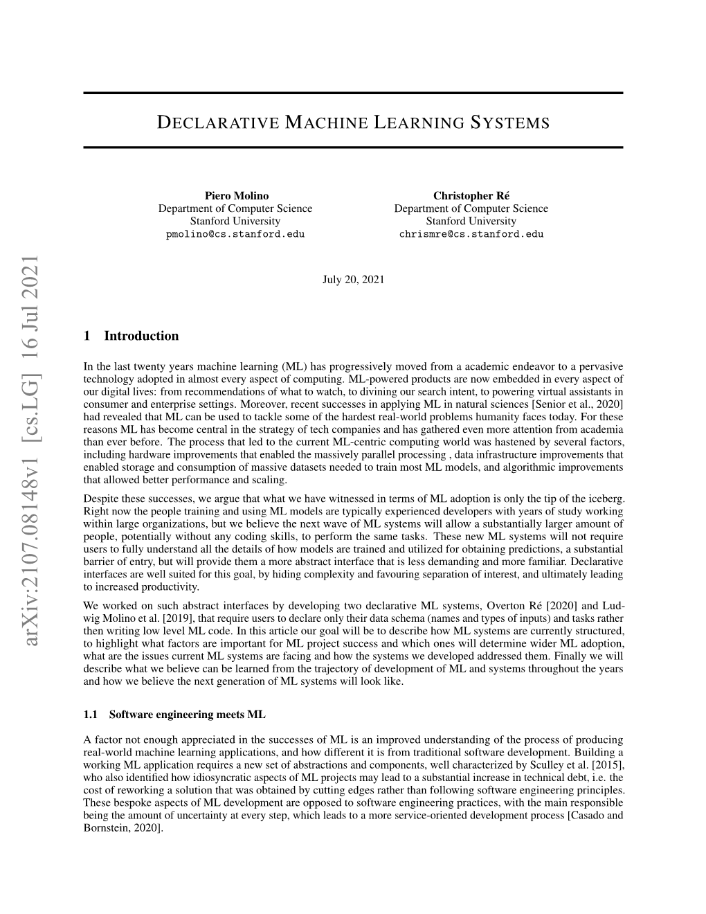 Declarative Machine Learning Systems