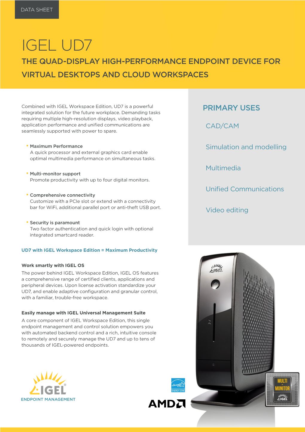 Igel Ud7 the Quad-Display High-Performance Endpoint Device for Virtual Desktops and Cloud Workspaces