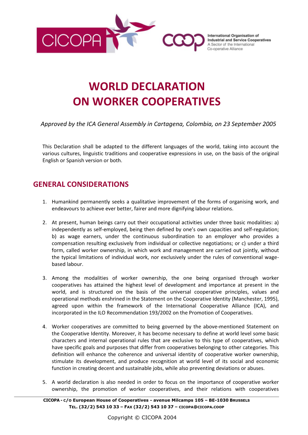 World Declaration on Worker Cooperatives