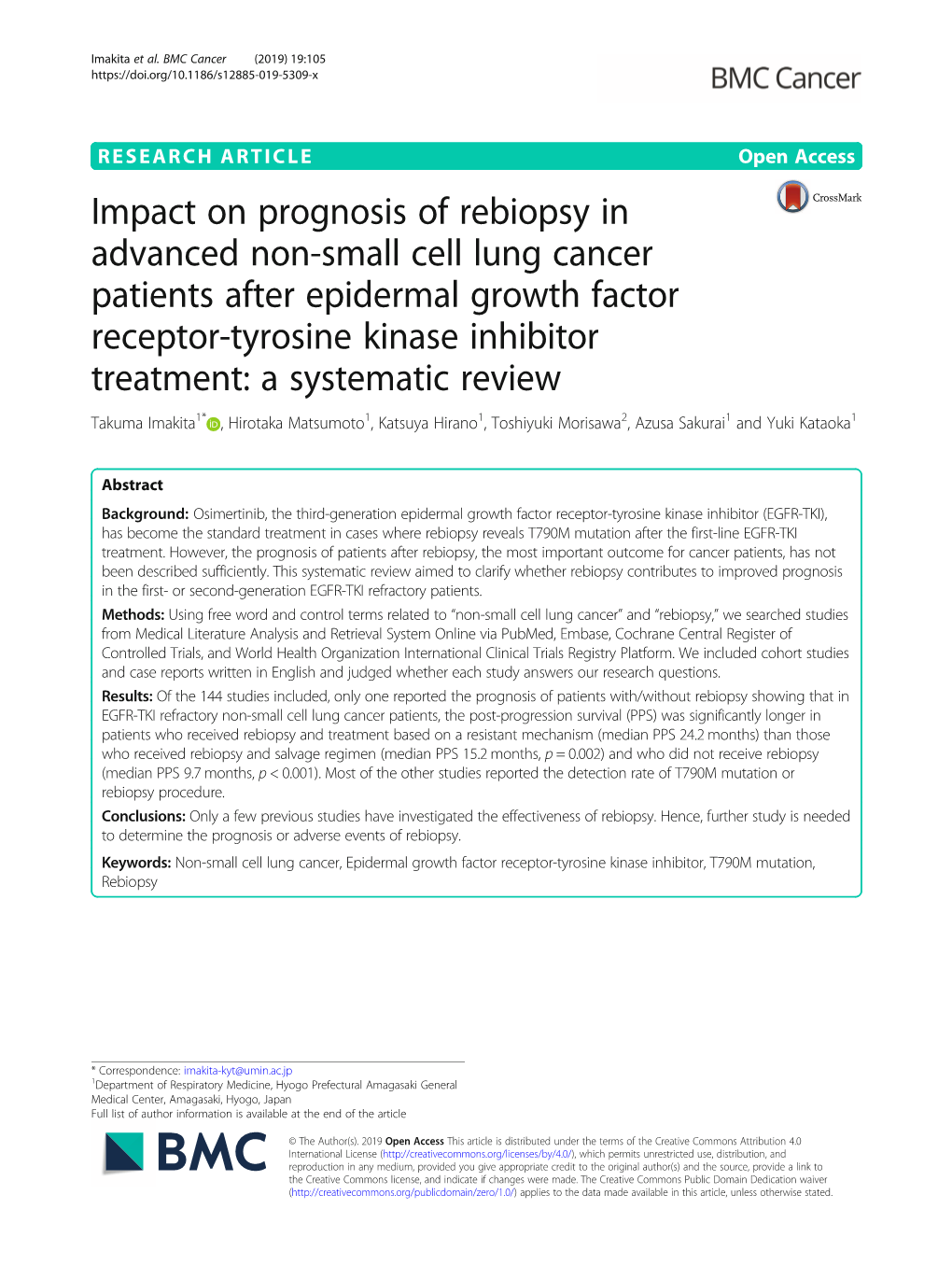 Impact on Prognosis of Rebiopsy in Advanced Non-Small Cell Lung