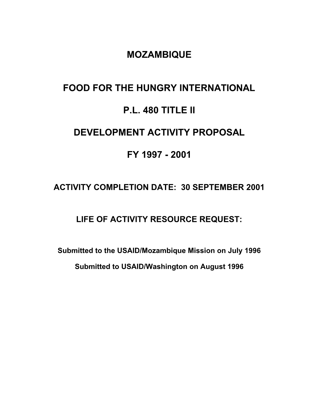 Mozambique Food for the Hungry International P.L