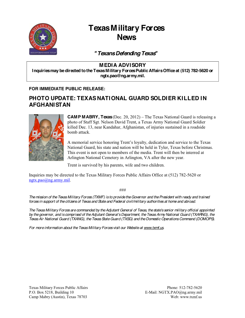 Texas Military Forces News