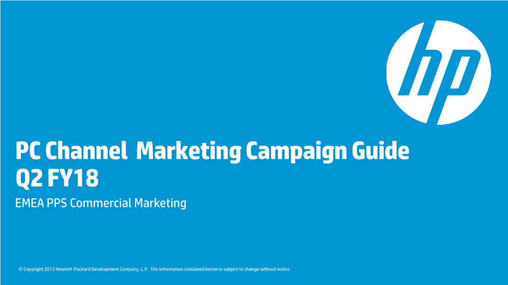 PC Channel Marketing Campaign Guide Q2FY18