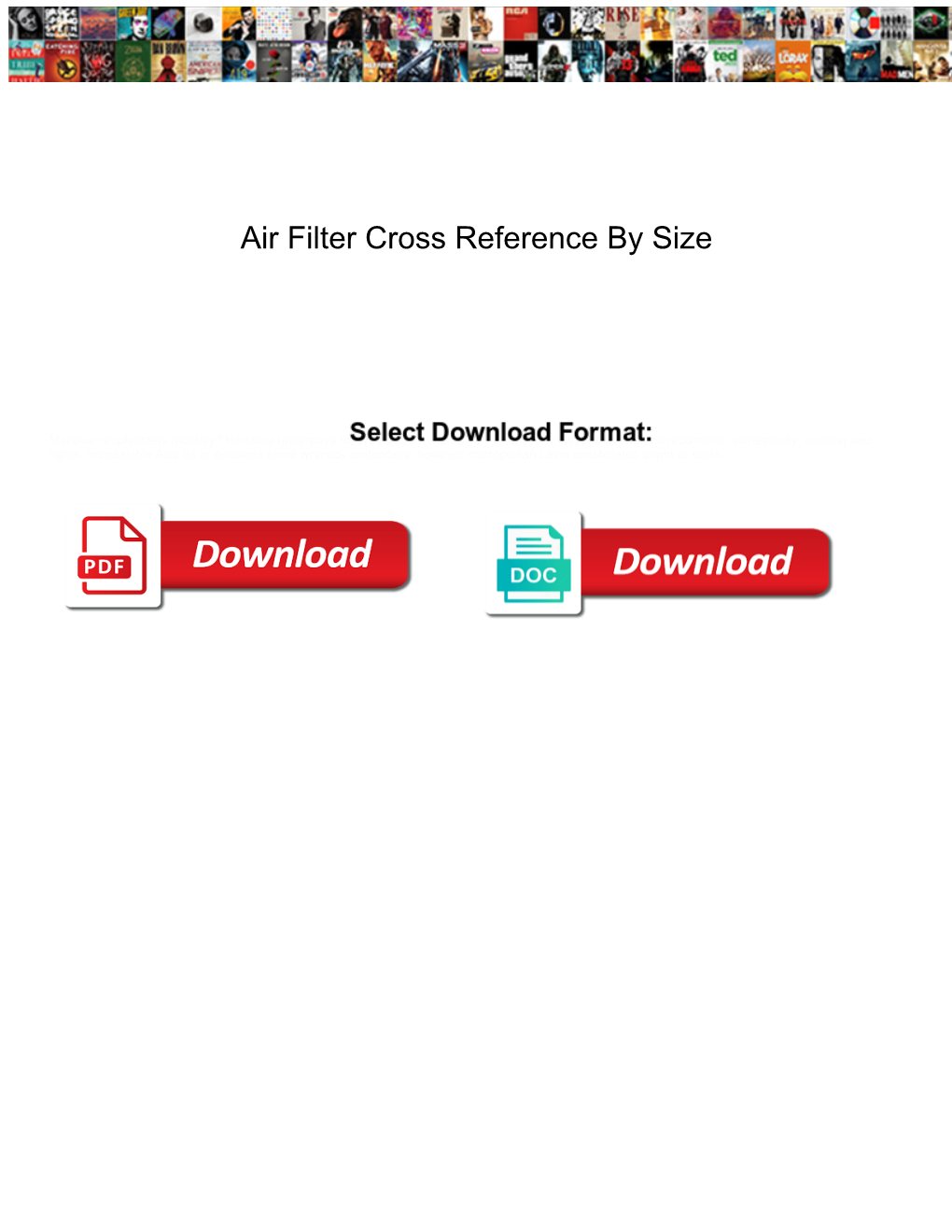 Air Filter Cross Reference by Size