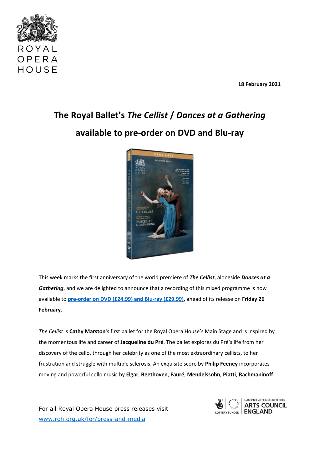 The Royal Ballet's the Cellist / Dances at a Gathering Available To