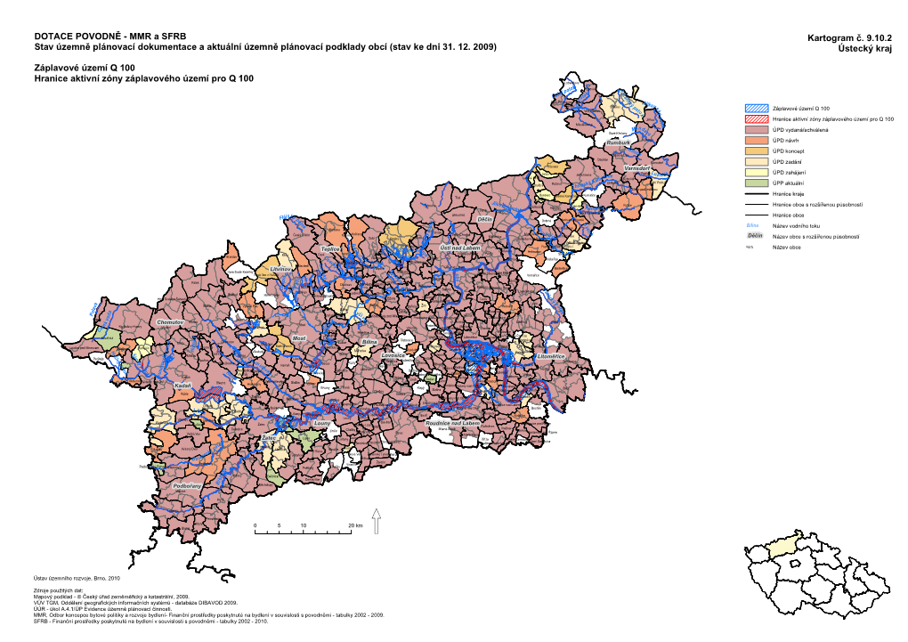 DOTACE POVODNĚ - MMR a SFRB Kartogram Č