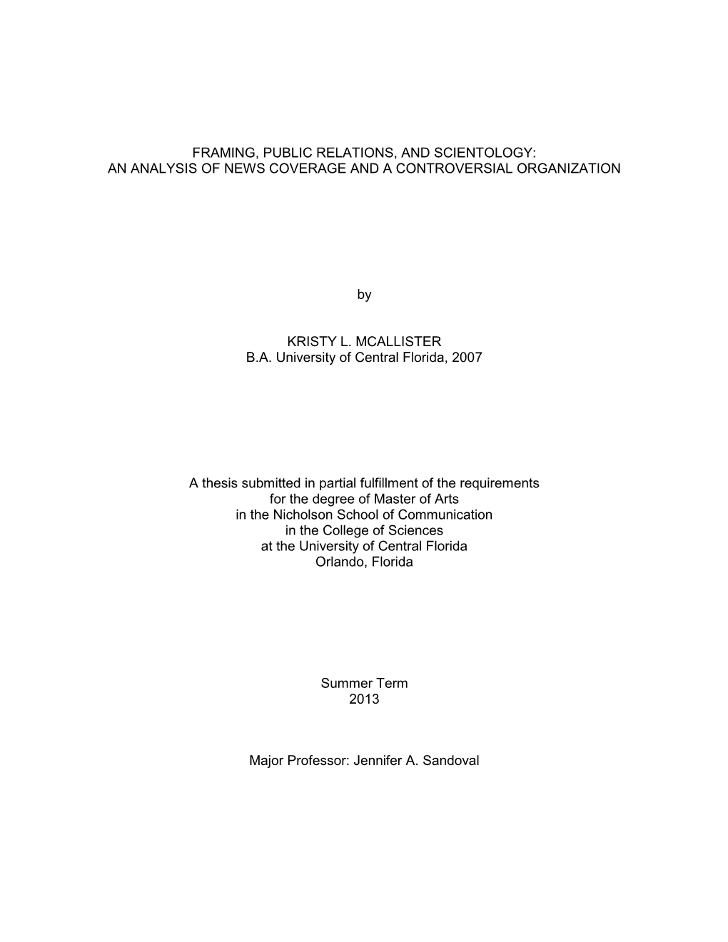 Framing, Public Relations, and Scientology: an Analysis of News Coverage and a Controversial Organization