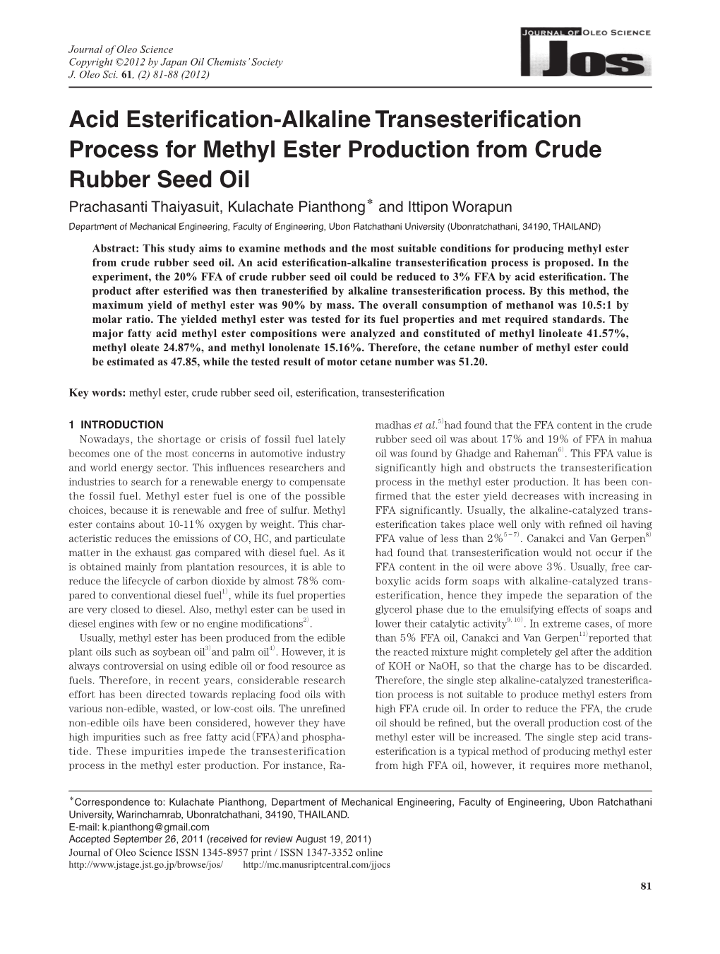 Acid Esterification-Alkaline Transesterification Process For