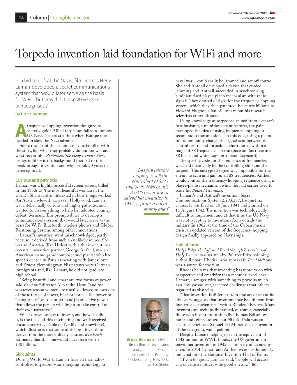 Torpedo Invention Laid Foundation for Wifi and More