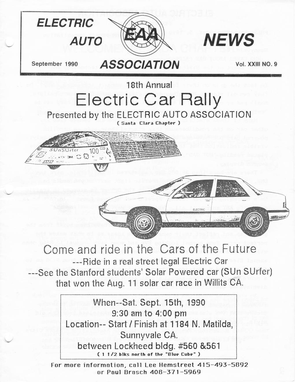 Electric Car Ral Ly Presented by the ELECTR IC AUTO ASSOCIATION ( Santa Clara Chapter )