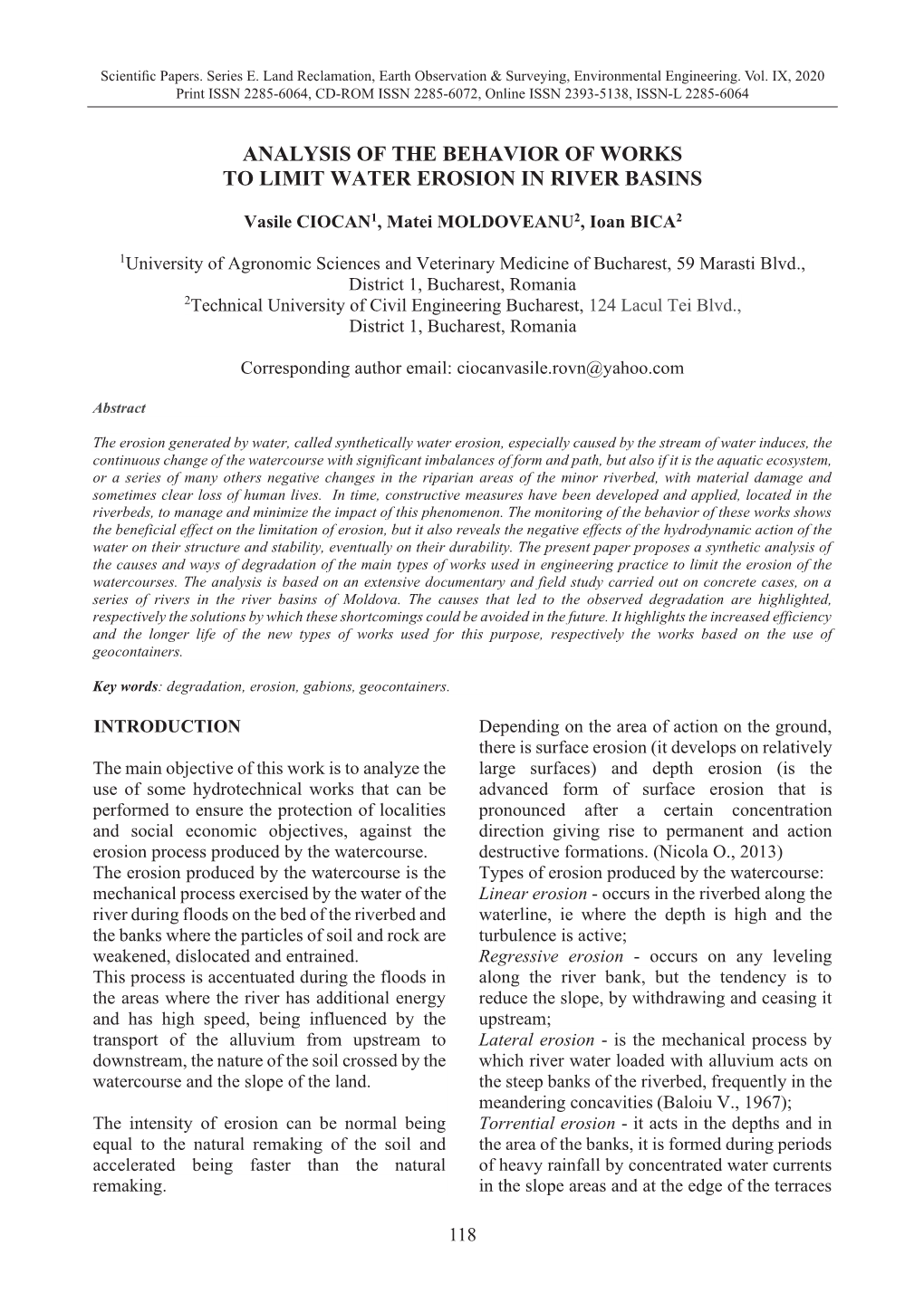 Analysis of the Behavior of Works to Limit Water Erosion in River Basins