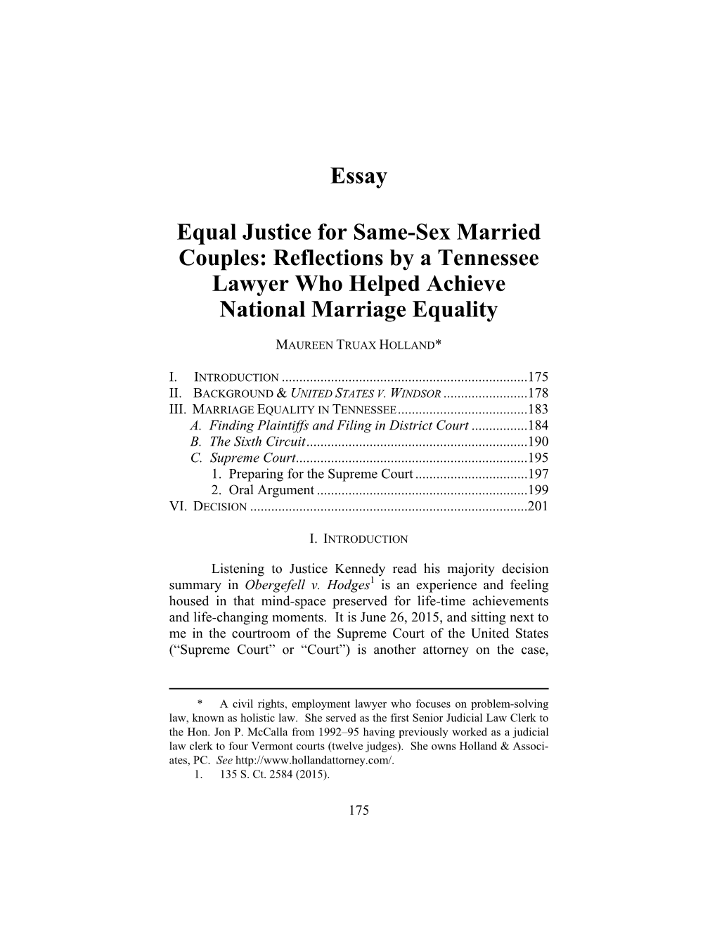 Essay Equal Justice for Same-Sex Married Couples