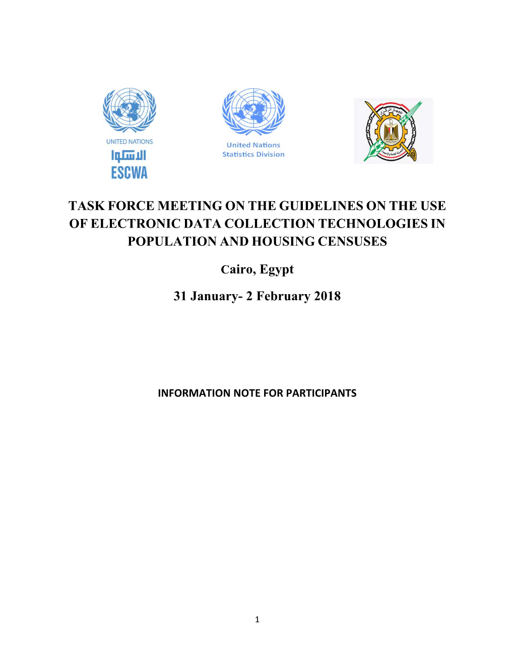 Task Force Meeting on the Guidelines on the Use of Electronic Data Collection Technologies in Population and Housing Censuses