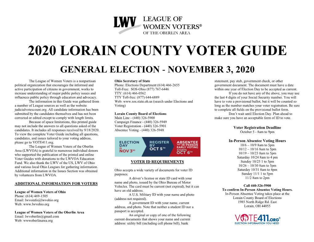 Lorain County 2020 Voter Guide