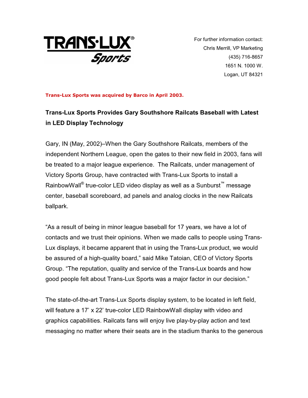 Press Release Gary Southshore Railcats Baseball With