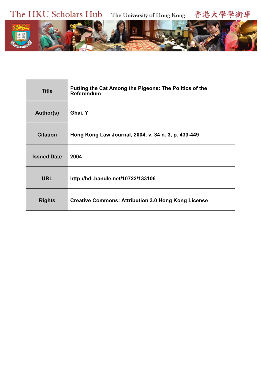 The Politics of the Referendum Author(S)