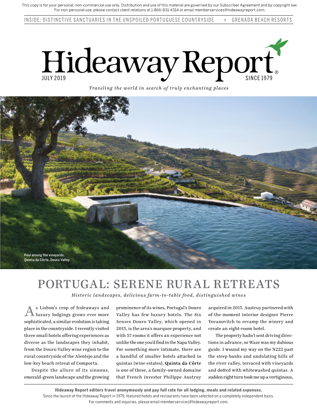 PORTUGAL: SERENE RURAL RETREATS Historic Landscapes, Delicious Farm-To-Table Food, Distinguished Wines