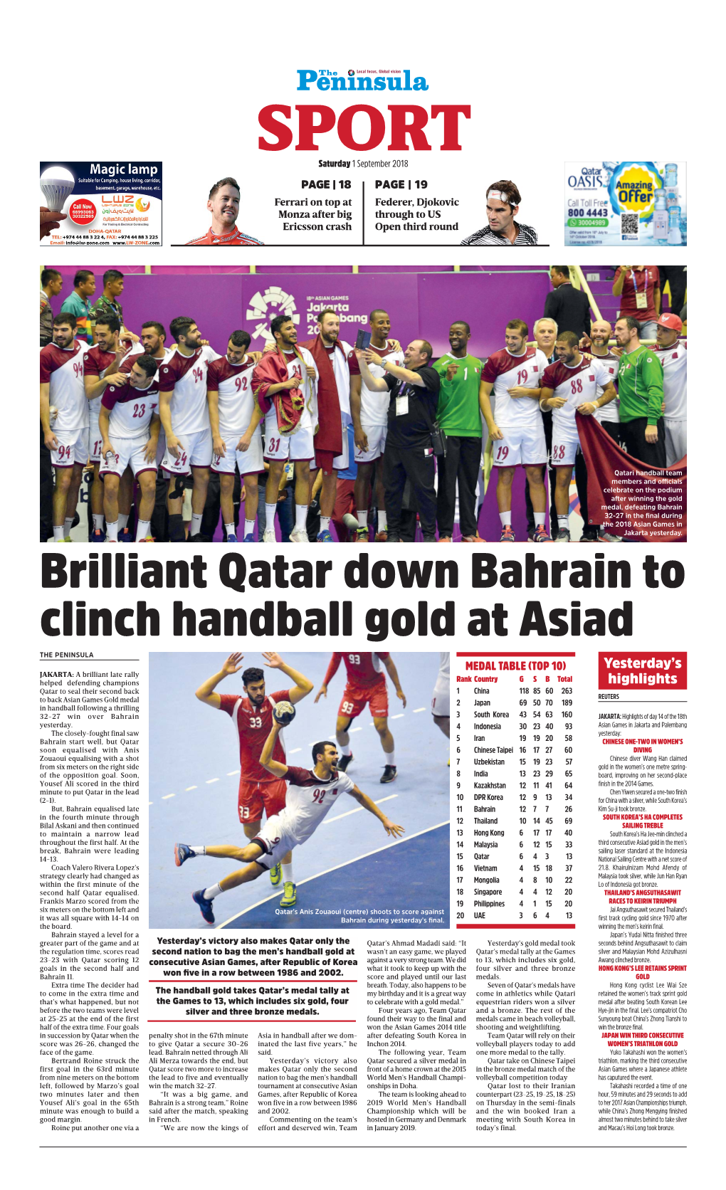 Brilliant Qatar Down Bahrain to Clinch Handball Gold at Asiad