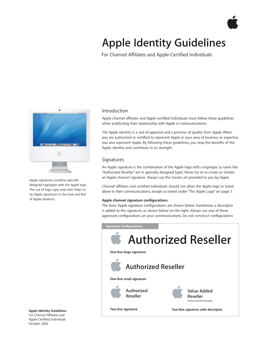 Apple Identity Guidelines for Channel A∑Liates and Apple-Certiﬁed Individuals