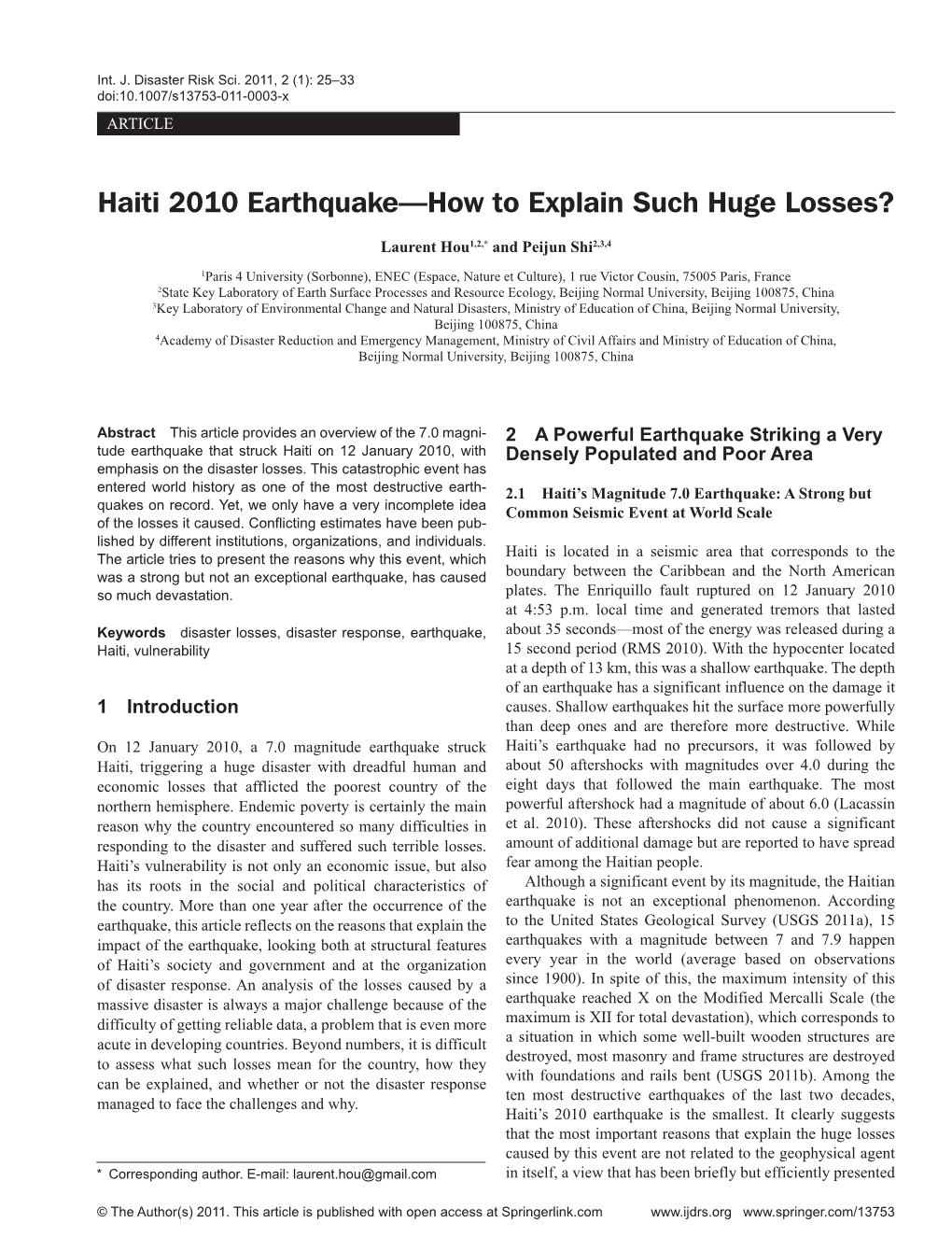 Haiti 2010 Earthquake—How to Explain Such Huge Losses?