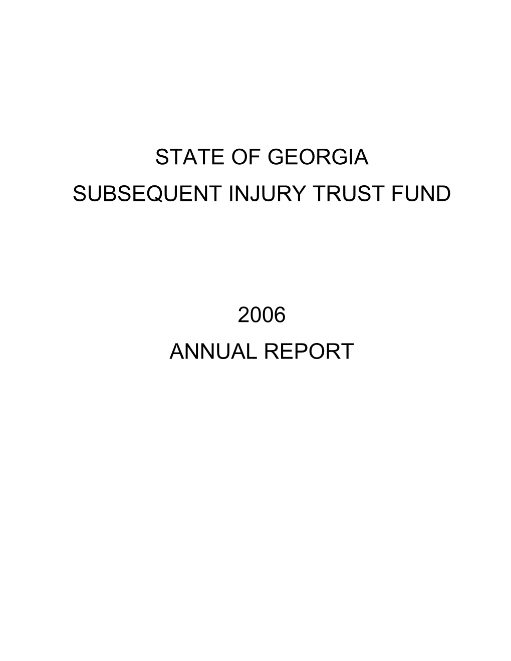 State of Georgia Subsequent Injury Trust Fund
