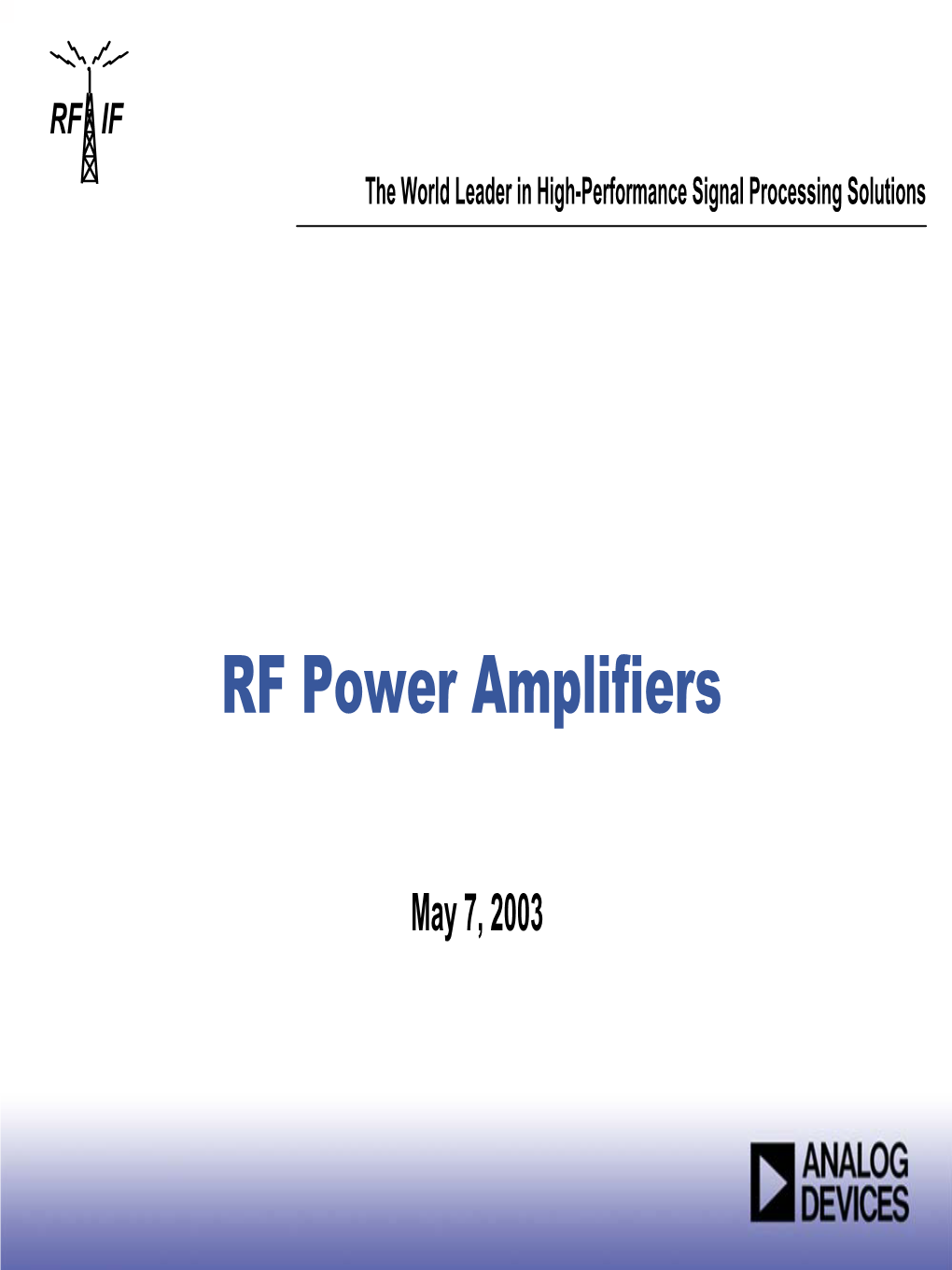 RF Power Amplifiers