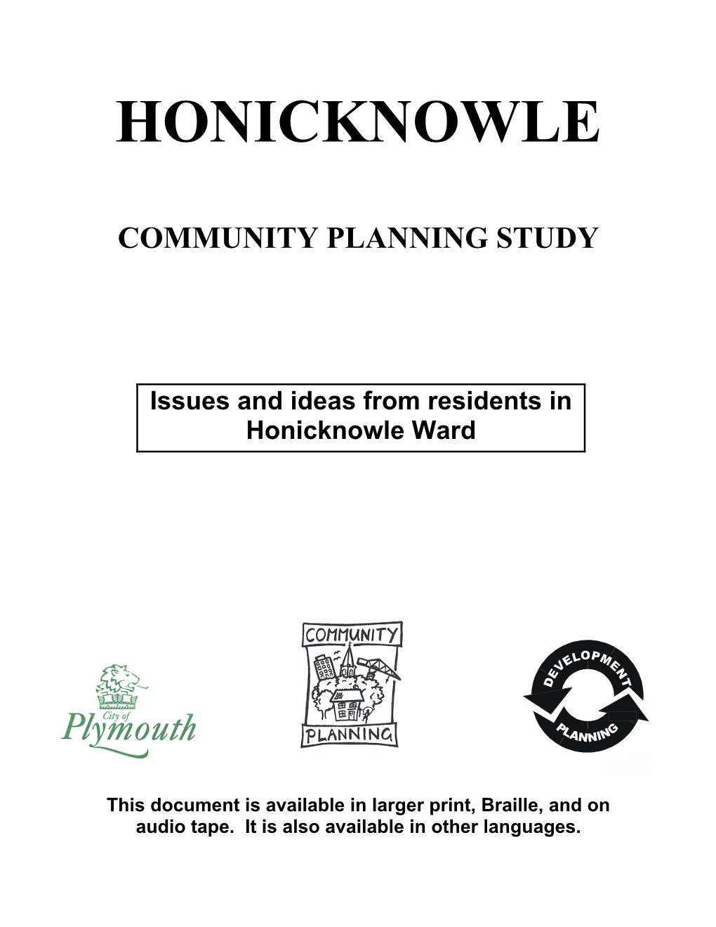 Community Planning Study: Honicknowle