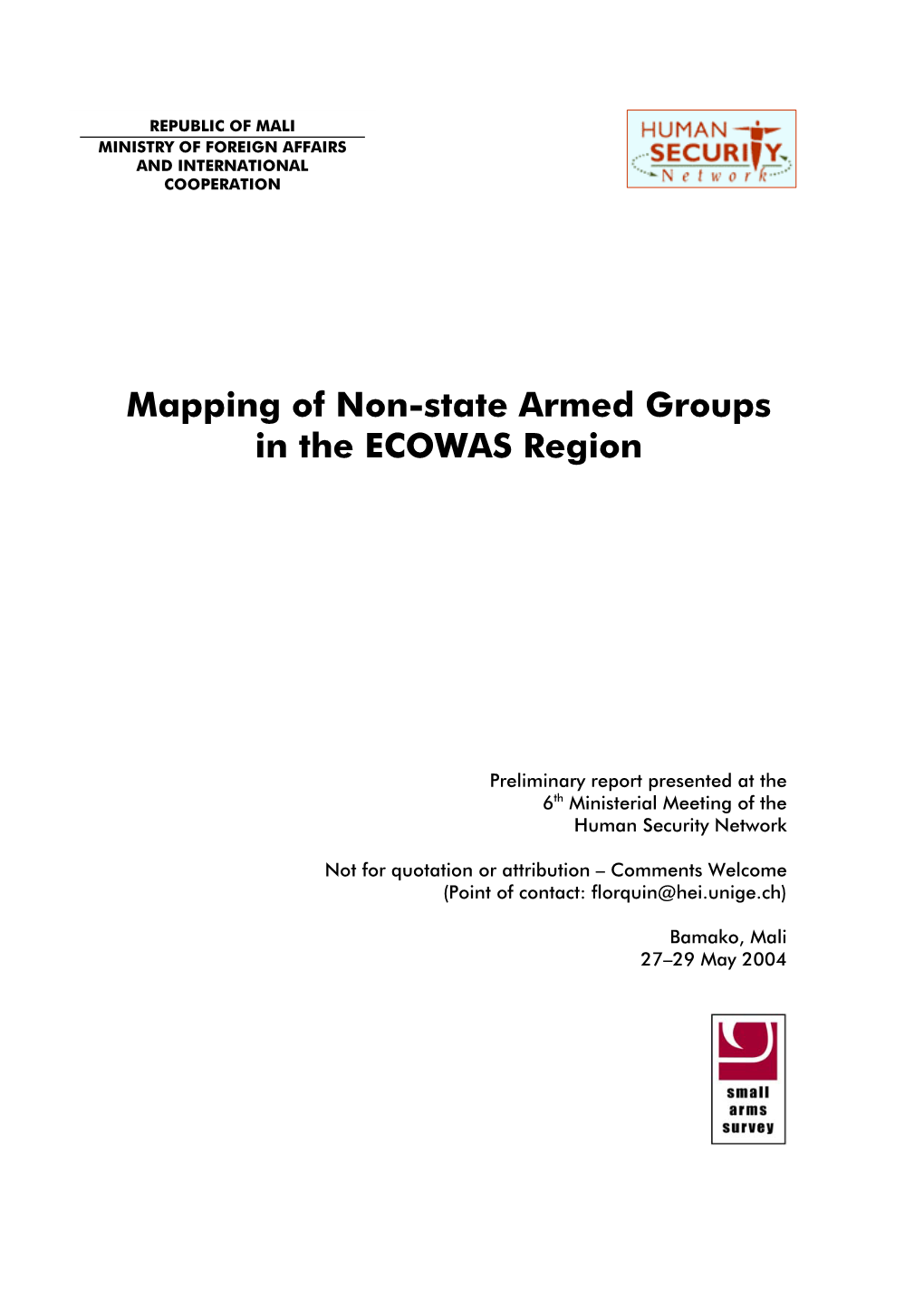 2004-05-27 Mapping of Non-State Armed Groups in the ECOWAS