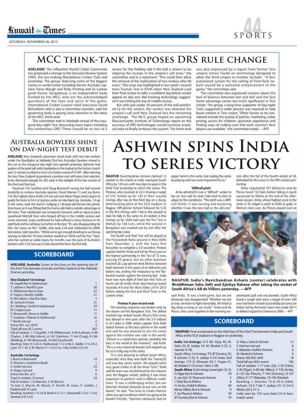Ashwin Spins India to Series Victory