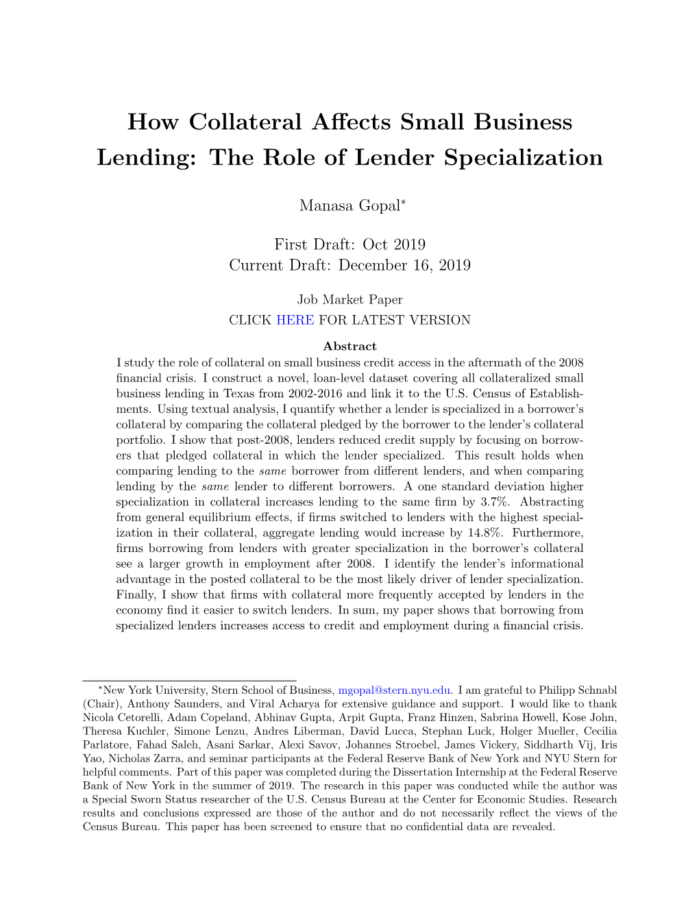How Collateral Affects Small Business Lending