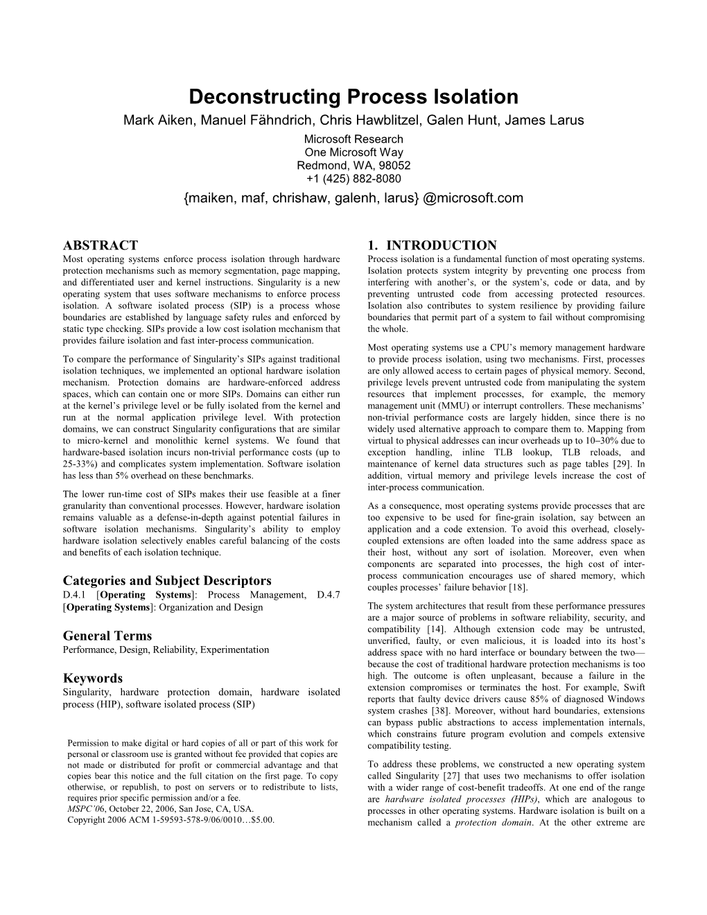 Deconstructing Process Isolation