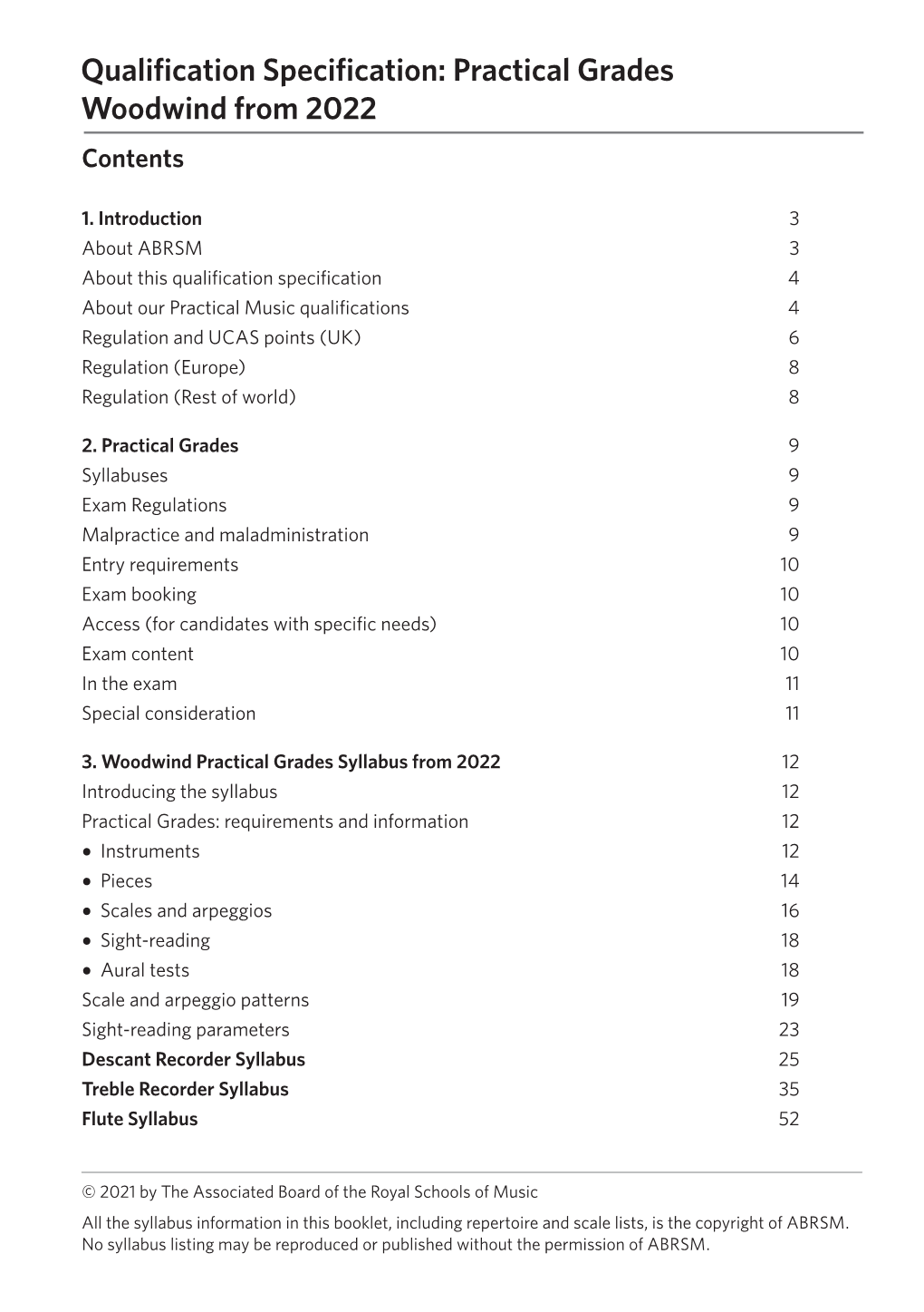 ABRSM Woodwind Syllabus from 2022