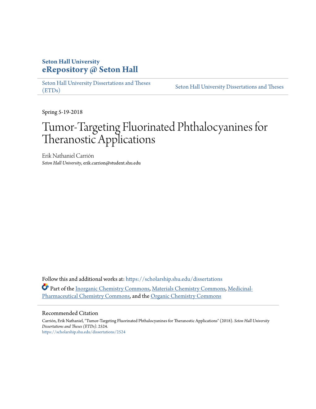 seton hall university dissertations and theses