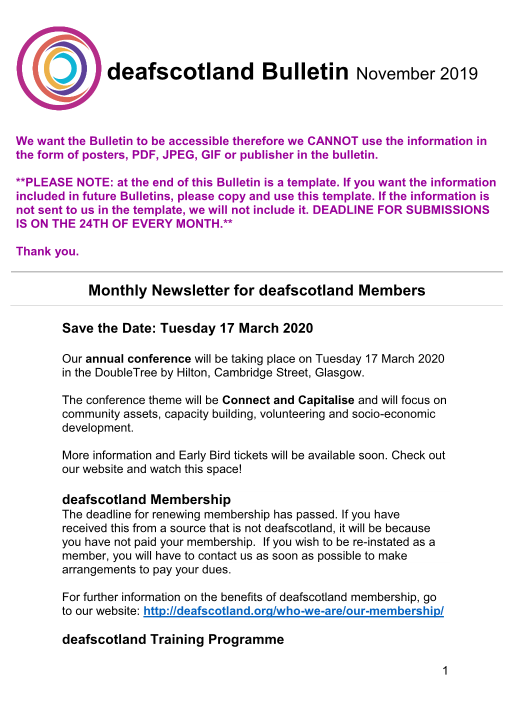 Deafscotland Bulletin November 2019