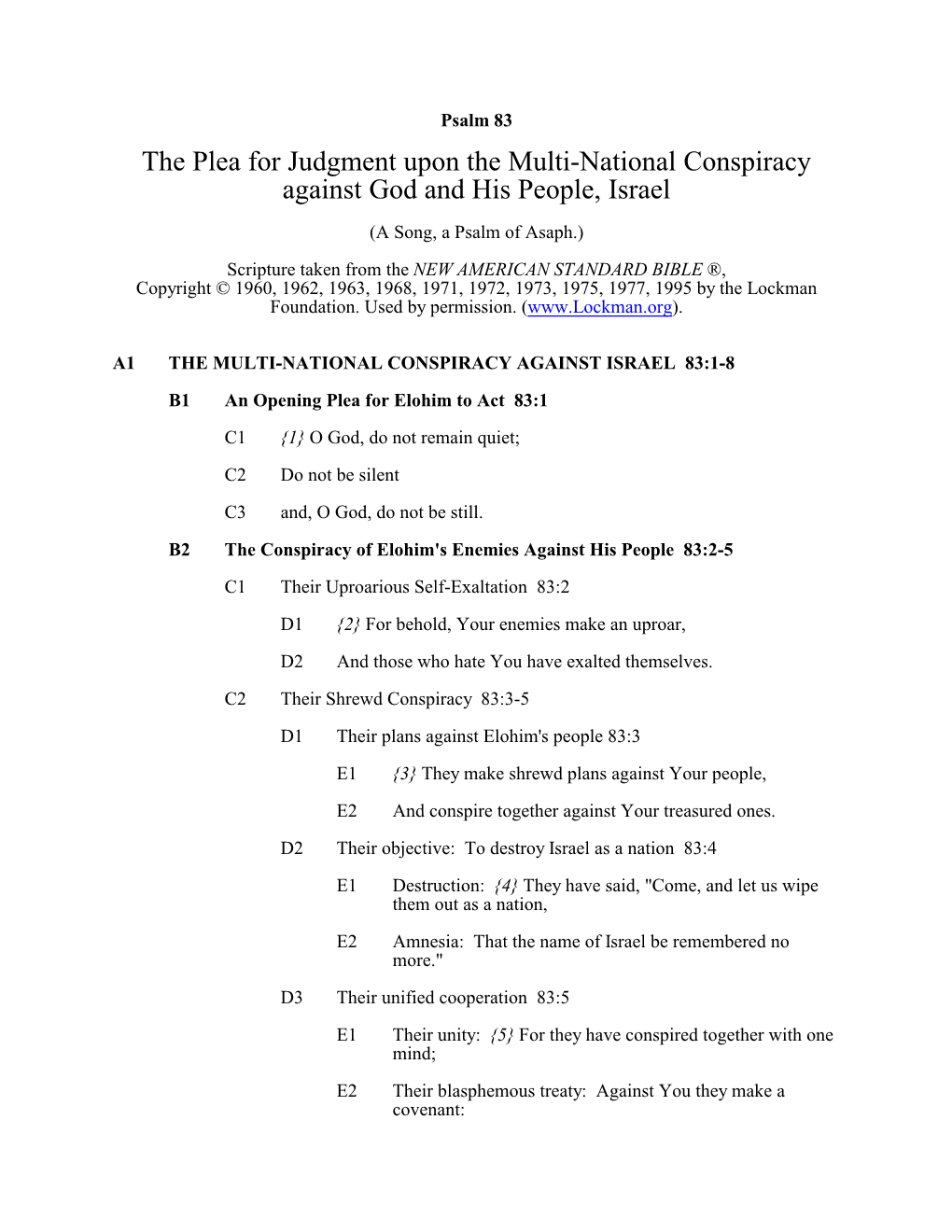 Psalm 83 Annotated Outline