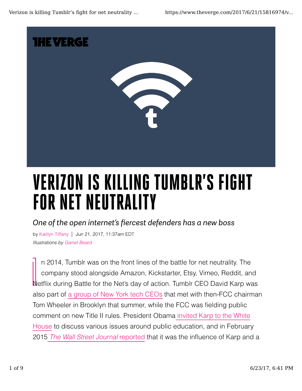 Verizon Is Killing Tumblr's Fight for Net Neutrality