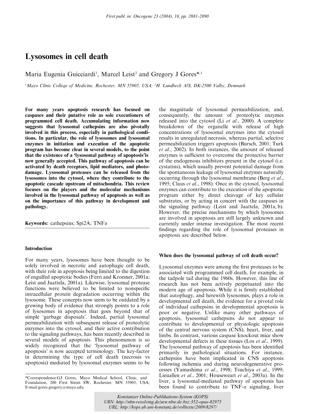 Lysosomes in Cell Death