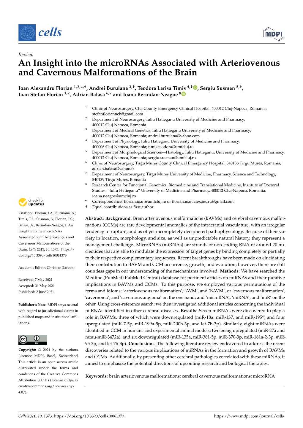 An Insight Into the Micrornas Associated with Arteriovenous and Cavernous Malformations of the Brain