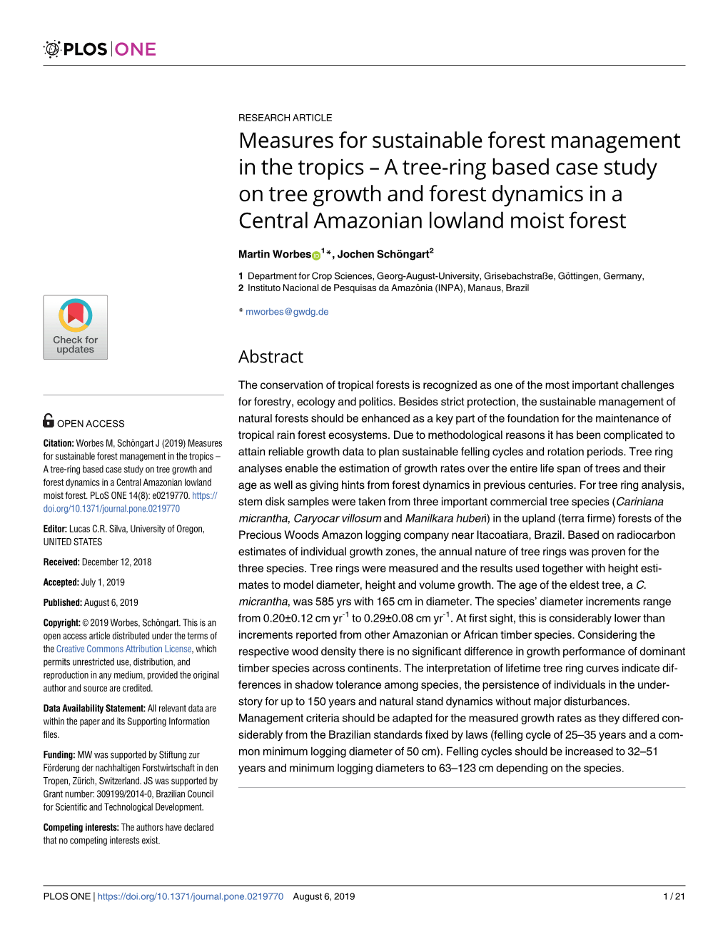 Measures for Sustainable Forest Management In